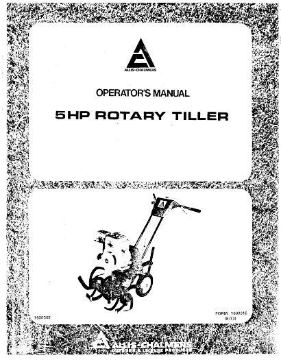 AGCO Rotary Tiller (5 hp) Operator Manual 71609016 English