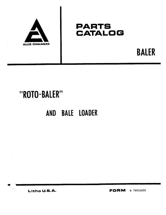 AGCO Roto-Baler & Bale Loader Parts Book 79002600 English