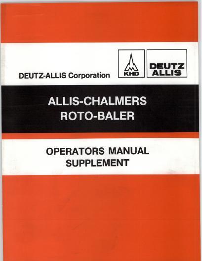 AGCO Roto-Baler Supplement Operator Manual 71509280 English
