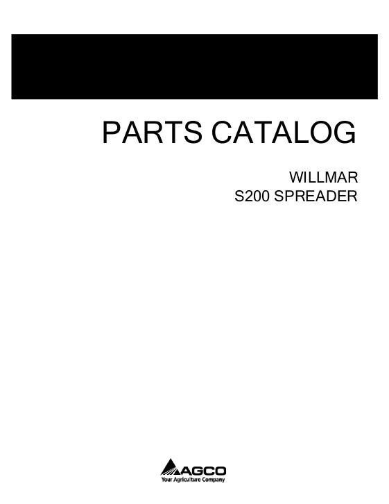 AGCO S200 S-200 Spreader Parts Book WRP0054E English