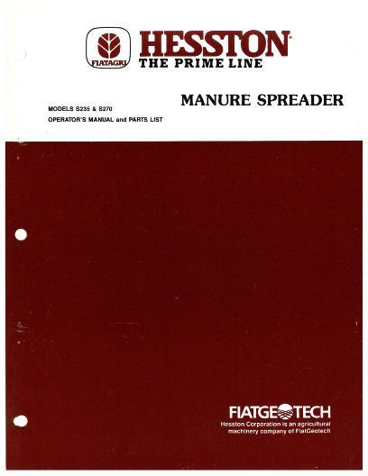AGCO S235 S270 Manure Spreader Operator Manual 700003066 English
