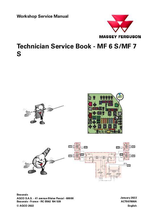 AGCO S6 Series and S7 Series Tractor Technician Service Book Service Manual ACT007800A English
