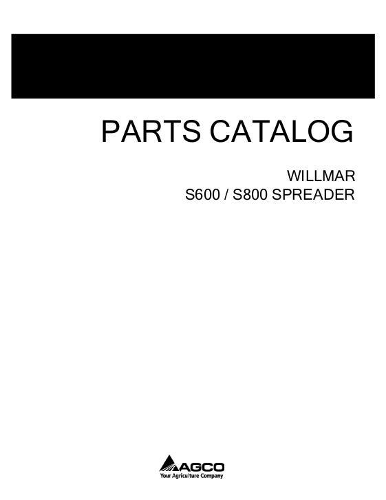AGCO S600 S-600 S800 S-800 Spreader Parts Book WRP0056H English