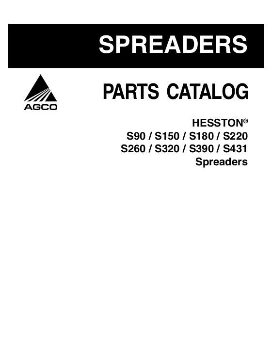AGCO S90 S150 S180 S220 S260 S320 S390 S431 Manure Spreader Parts Book 79017211C English