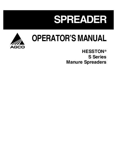 AGCO S90 S150 S180 S220 S260 S320 S390 S431 Spreader (eff sn 259255) Operator Manual 700724219A English