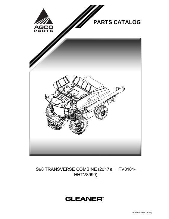 AGCO S98 Combine (eff HHTV8101, 2017) Parts Book 652161NAB English