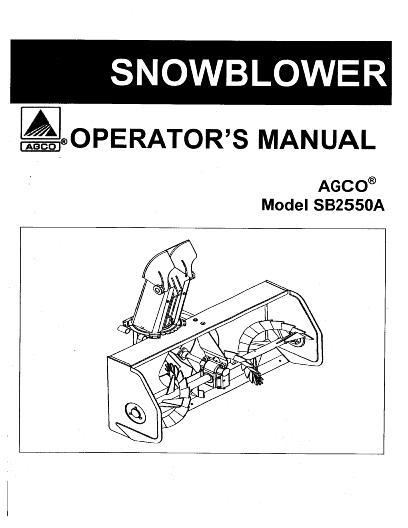 AGCO SB2550A Snow Blower Operator Manual 4263730M1 English