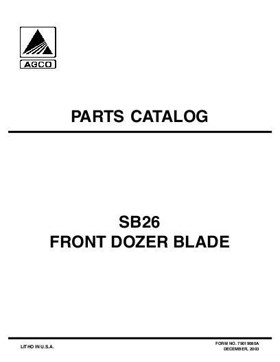 AGCO SB26 Front Blade Parts Book 79019080A English