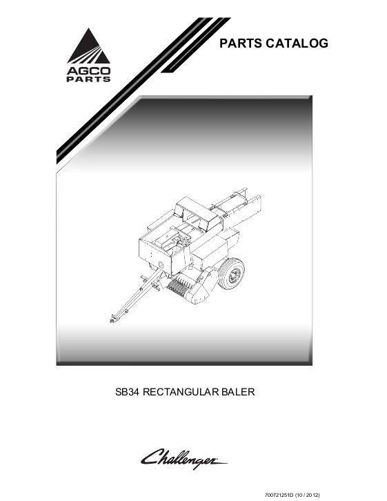 AGCO SB34 Baler Parts Book 700721251D English