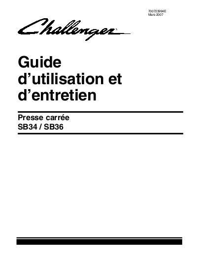 AGCO SB34 SB36 Baler Operator Manual 700723994E French