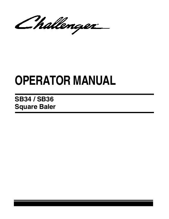 AGCO SB34 SB36 Baler Operator Manual 700735841F English