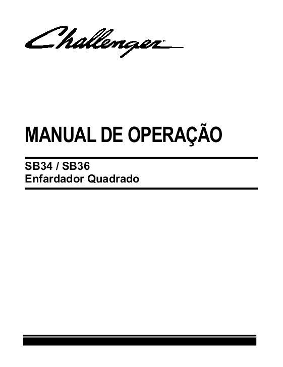 AGCO SB34 SB36 Baler Operator Manual 79035385F Portuguese
