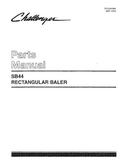 AGCO SB44 Baler Parts Book 700722436A English