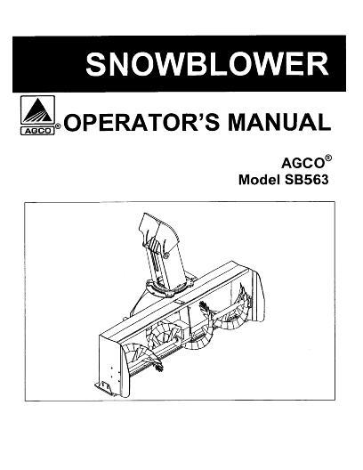 AGCO SB563 Snow Blower Operator Manual 4263118M2 English