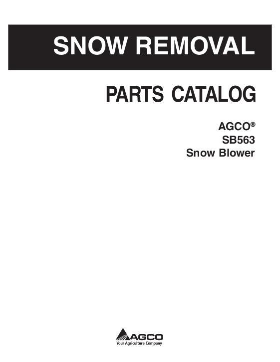 AGCO SB563 Snow Blower Parts Book 4316079M2 English