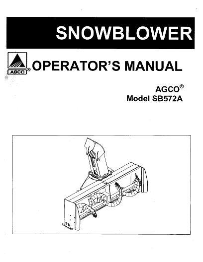 AGCO SB572A Snow Blower Operator Manual 4263910M1 English