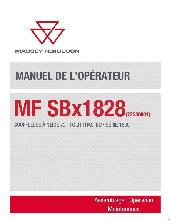 AGCO SBx1828 Snow Blower (72`) (requires subframe) Operator Manual ACT0082030 French