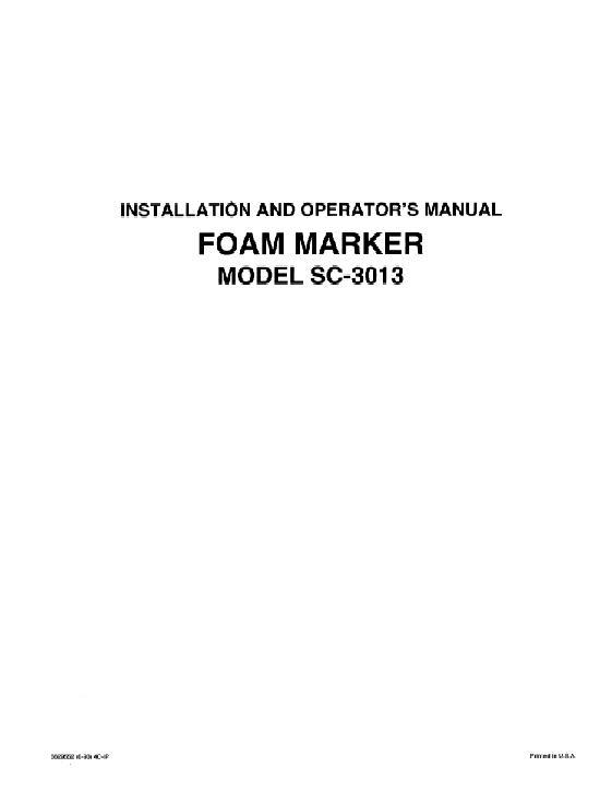 AGCO SC3013 SC-3013 Foam Marker Operator Manual 6629552 English