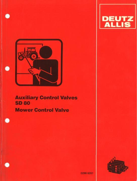 AGCO SD80 Mower (control valve, aux control valves) Operator Manual 2986351 English