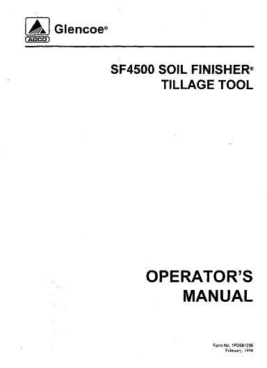 AGCO SF4500 Soil Finisher (1996) Operator Manual 1PD681296 English