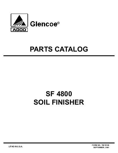 AGCO SF4800 Soil Finisher Parts Book 79019186 English