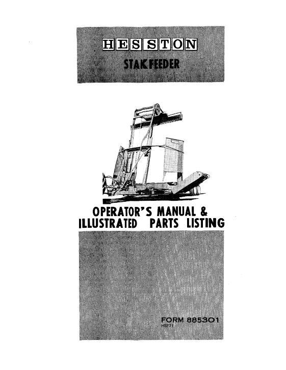 AGCO SF60 StakFeeder (1971) Operator Manual 885301 English