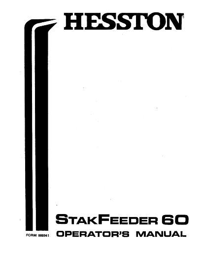 AGCO SF60 StakFeeder (1973-74) Operator Manual 888941 English