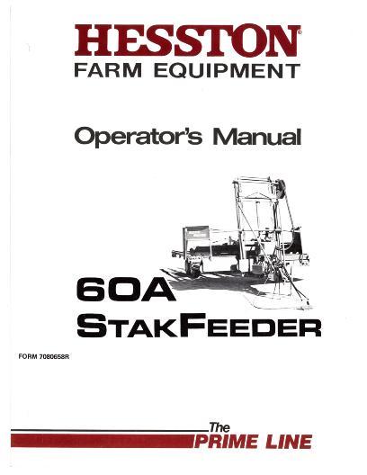 AGCO SF60A StakFeeder (eff sn 60A-145, 1980) Operator Manual 7080658 English