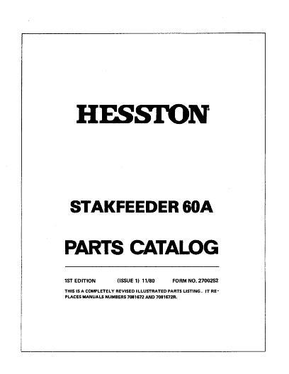 AGCO SF60A StakFeeder (eff sn 60A-145, 1980) Parts Book 2700252 English
