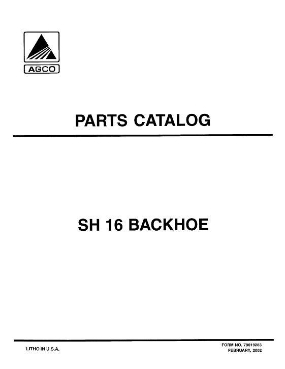 AGCO SH16 Backhoe Parts Book 79019283 English