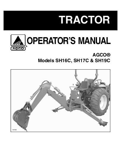 AGCO SH16C SH17C SH19C Backhoe Operator Manual 1449973M2 English