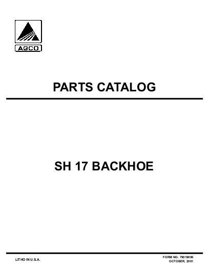 AGCO SH17 Backhoe Parts Book 79019096 English