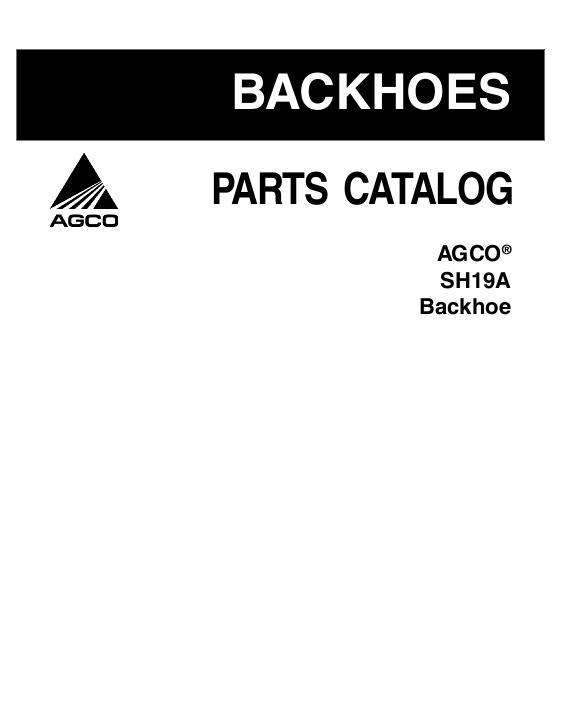 AGCO SH19A Backhoe Parts Book 79023265C English