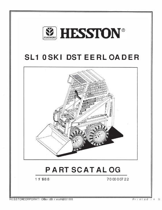 AGCO SL10 Skid Steer Loader Parts Book 700000722 English