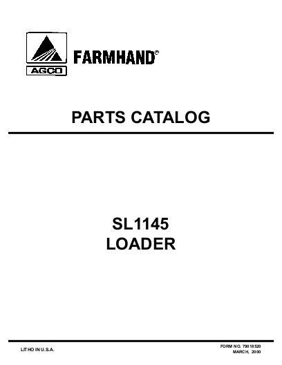 AGCO SL1145 Mounted Loader (1998) Parts Book 79018520 English