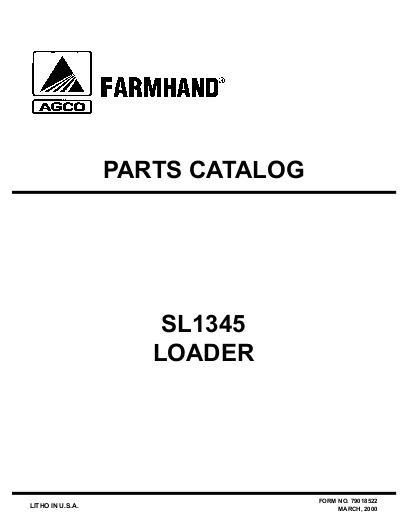 AGCO SL1345 Mounted Loader (1998) Parts Book 79018522 English