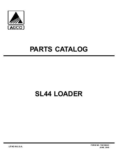 AGCO SL44 Loader Parts Book 79019084C English