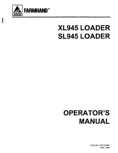 AGCO SL945 XL945 Mounted Loader (1996) Operator Manual 1PD164496 English