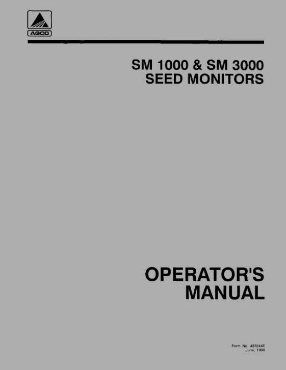 AGCO SM1000 SM3000 Seed Monitor Operator Manual 437244E English