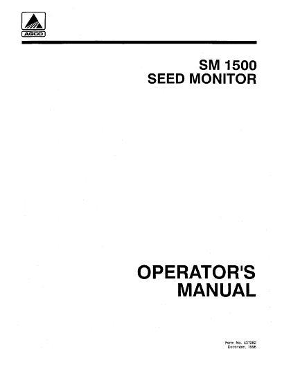 AGCO SM1500 Seed Monitor Operator Manual 437282 English