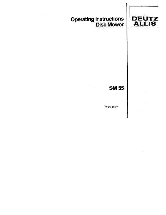AGCO SM55 Disc Mower Operator Manual 2951227 English