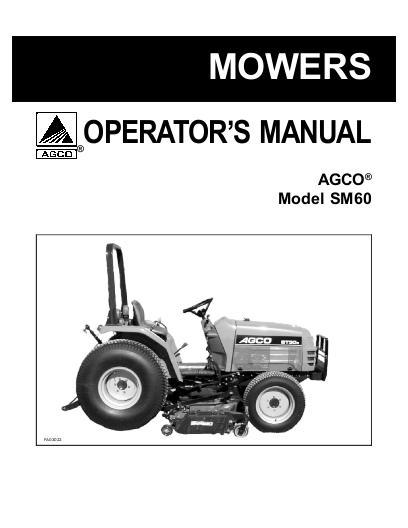 AGCO SM60 Mid-Mount Mower Operator Manual 79019019 English