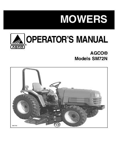 AGCO SM72 SM72N Mower Operator Manual 1449988M2 English