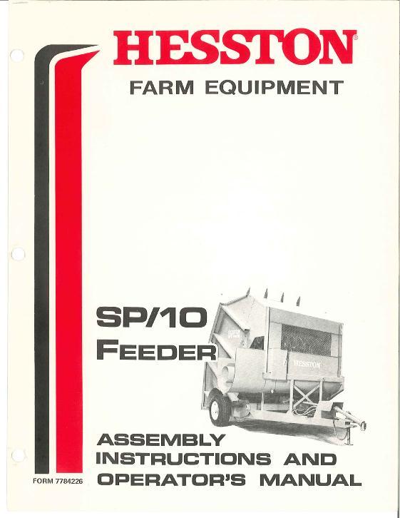 AGCO SP10 Feeder StakProcessor 10 Operator Manual 7784226 English