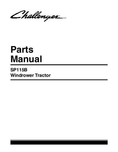 AGCO SP115B Windrower Tractor Parts Book 700723406C English