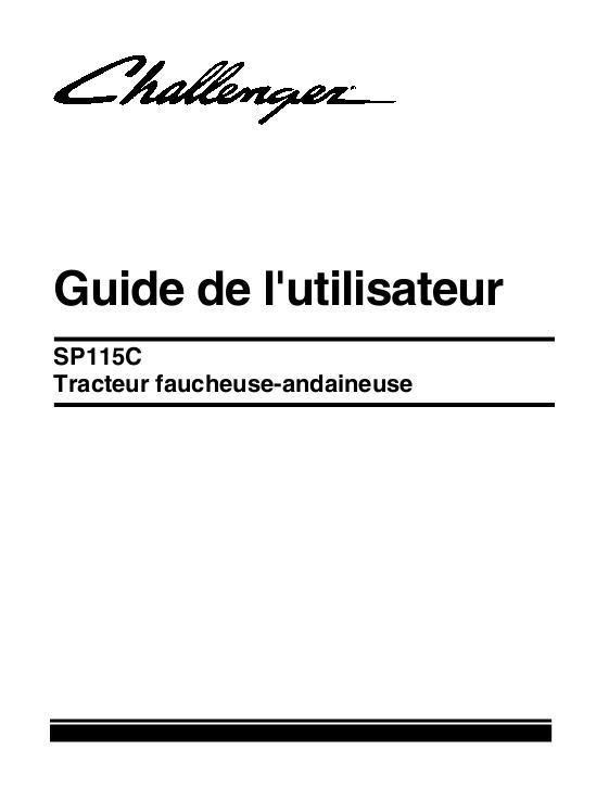 AGCO SP115C Windrower Tractor Operator Manual 700732416D French