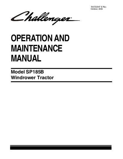 AGCO SP185B Windrower Tractor Operator Manual 700722347E English