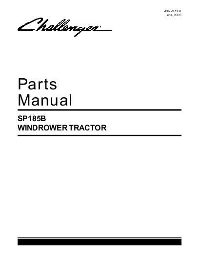 AGCO SP185B Windrower Tractor Parts Book 700723706B English