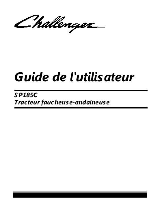 AGCO SP185C Windrower Tractor Operator Manual 700728841G French