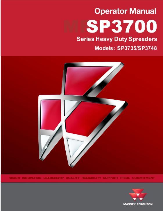 AGCO SP3735 SP3748 Manure Speader Operator Manual 700006036A English